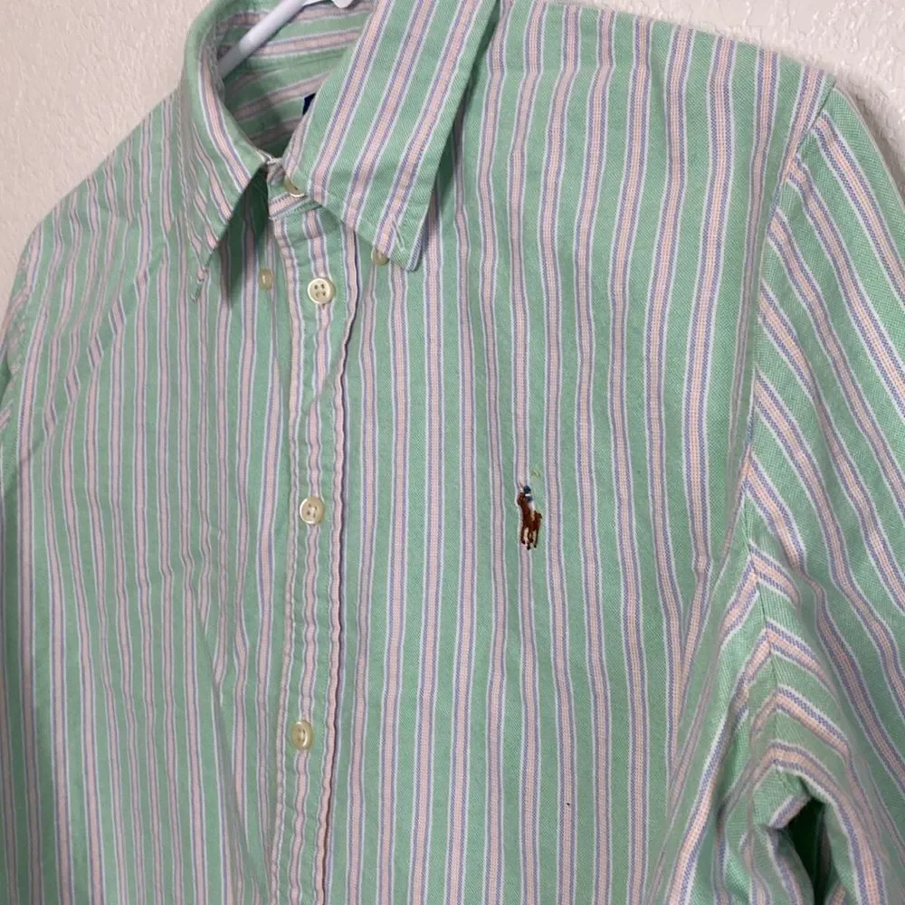 RALPH LAUREN Boy’s 100 Cotton Button Down Striped Shirt Size L